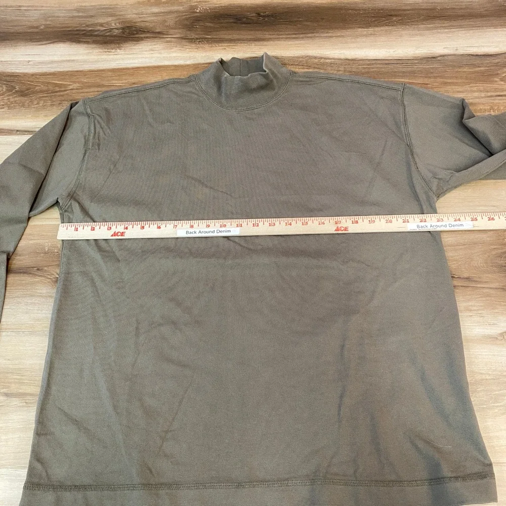 Banana Republic Shirt Men Large Mock Neck Long Sleeve T-Shirt Olive Green Cotton